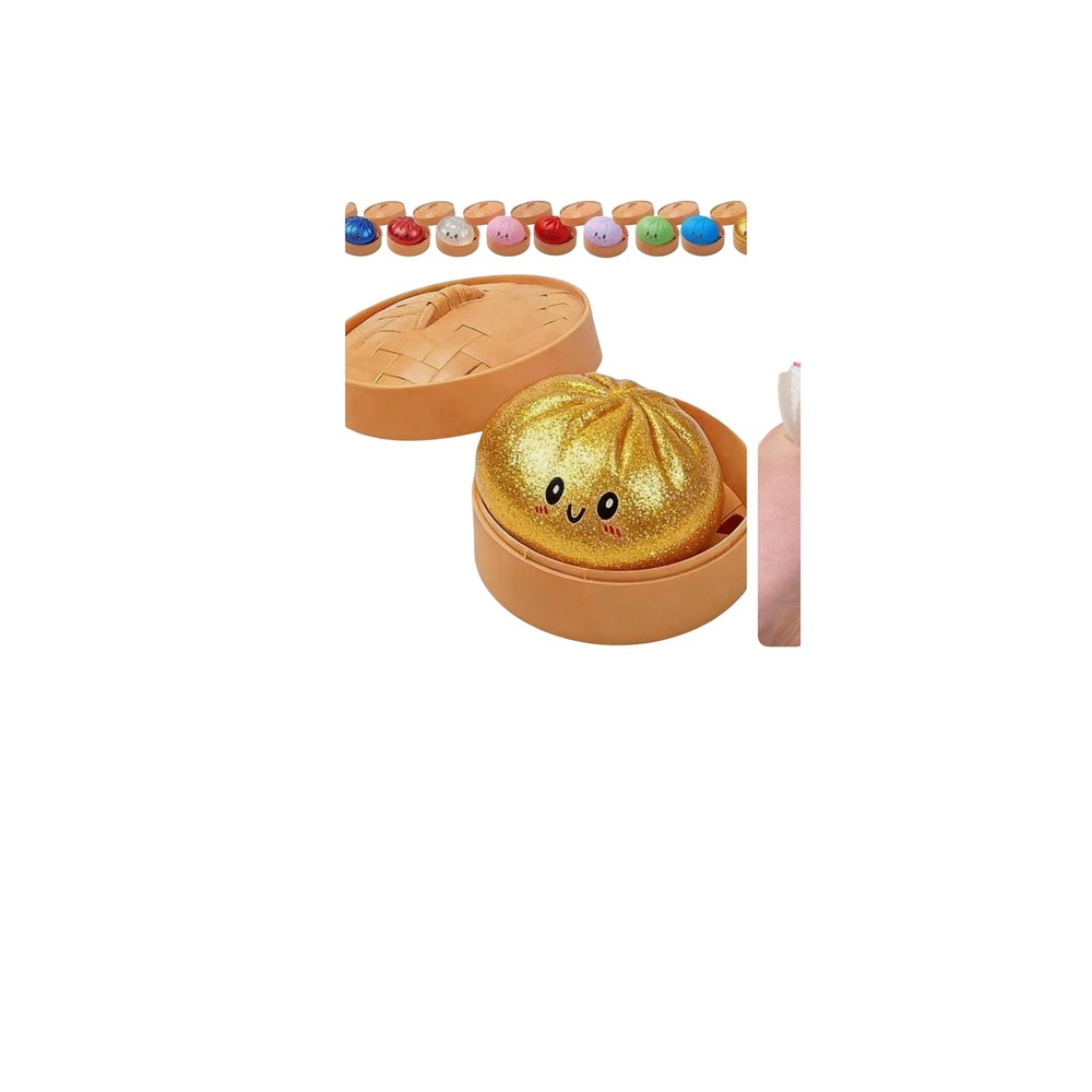 Bao Dumpling Squishy Toy 2pc Kawaii Fidget Stress Relief Dim Sum Steamer Basket - Picture 2 of 3